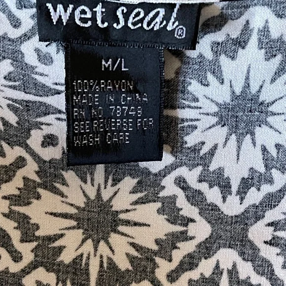 Wet Seal Fringe Kimono Cardigan Black White Boho Festival Western Hippie Medium - Picture 5 of 6